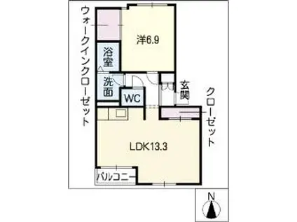 エトワール・ドゥ(1LDK/2階)の間取り写真