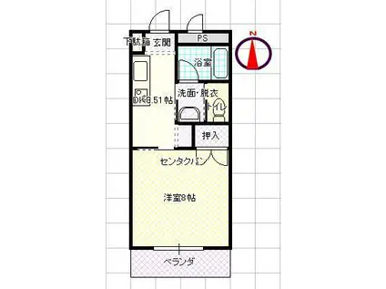 パレ・ド・メナールA棟(1DK/1階)の間取り写真