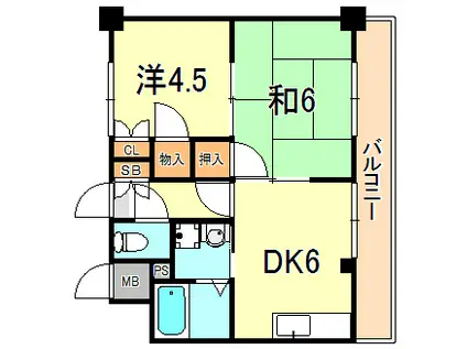 ファーストハウス(2DK/1階)の間取り写真