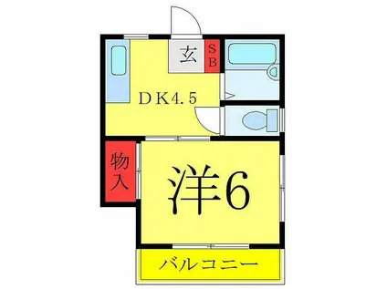 マンション白陽(1DK/3階)の間取り写真