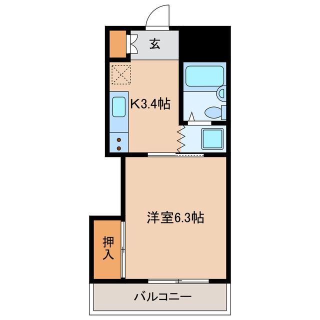 ティアラ神立(1K/4階)の間取り写真