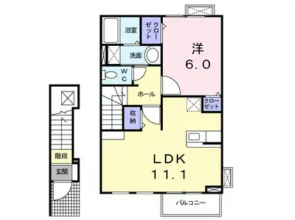 ジェルメ・ベル(1LDK/2階)の間取り写真