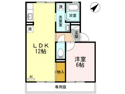 エクセルハイツ A棟(1LDK/1階)の間取り写真