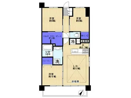 イニシア川口(3LDK/6階)の間取り写真