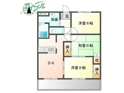 コンフォール(3DK/2階)の間取り写真