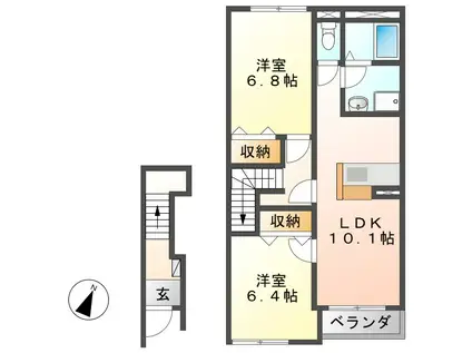 プライズ1(2LDK/2階)の間取り写真