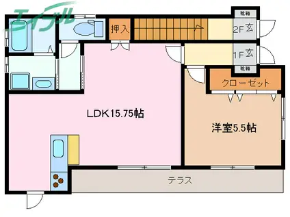 グランドハイツ(1LDK/1階)の間取り写真