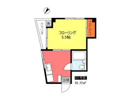 ハイツKMY(1K/2階)の間取り写真