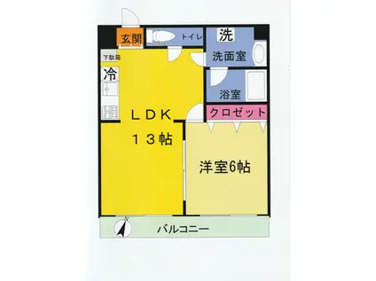 TBKマンション(1LDK/2階)の間取り写真