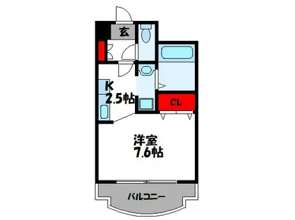 メテオライトII(1K/3階)の間取り写真