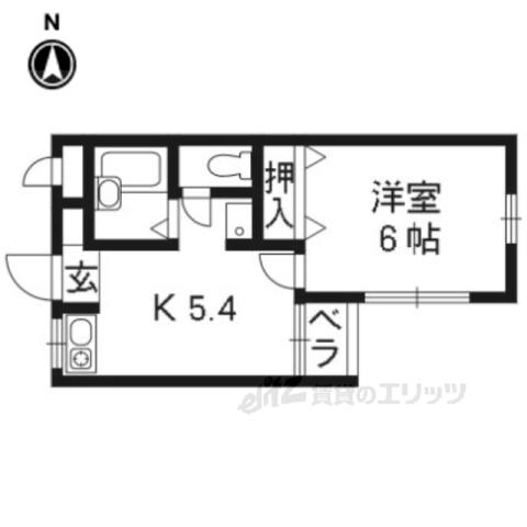 第3シェモア桂(1K/2階)の間取り写真