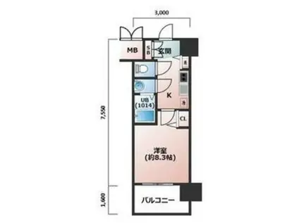 アドバンス新大阪ウエストゲート2(1K/6階)の間取り写真