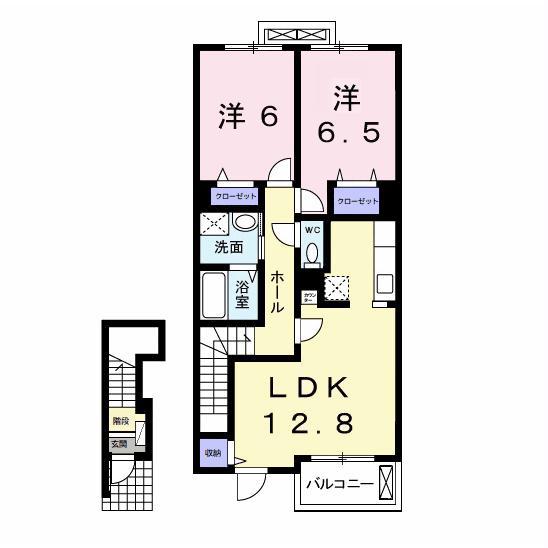 ヌーベル オーブ(2LDK/2階)の間取り写真