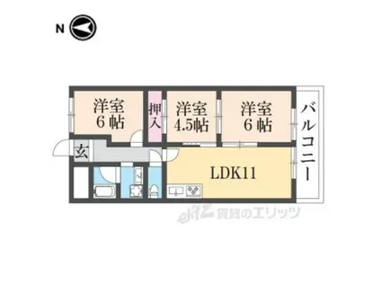 ライゼックス長浜2(3LDK/1階)の間取り写真