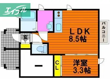 タウンコートA棟(1LDK/1階)の間取り写真