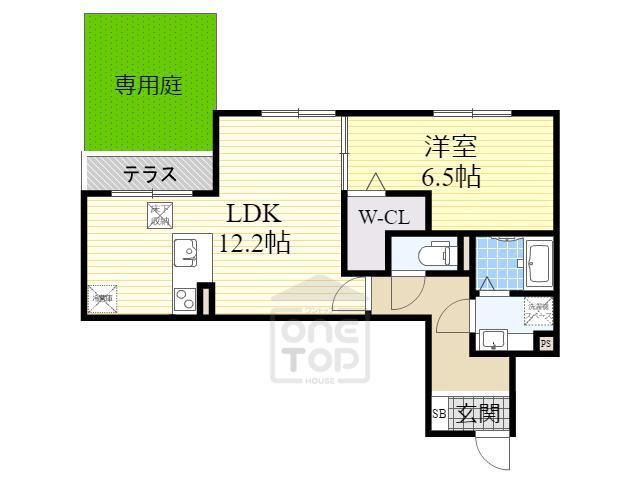 大阪モノレール本線 柴原阪大前駅 徒歩9分 3階建 築14年(1LDK/1階)の間取り写真