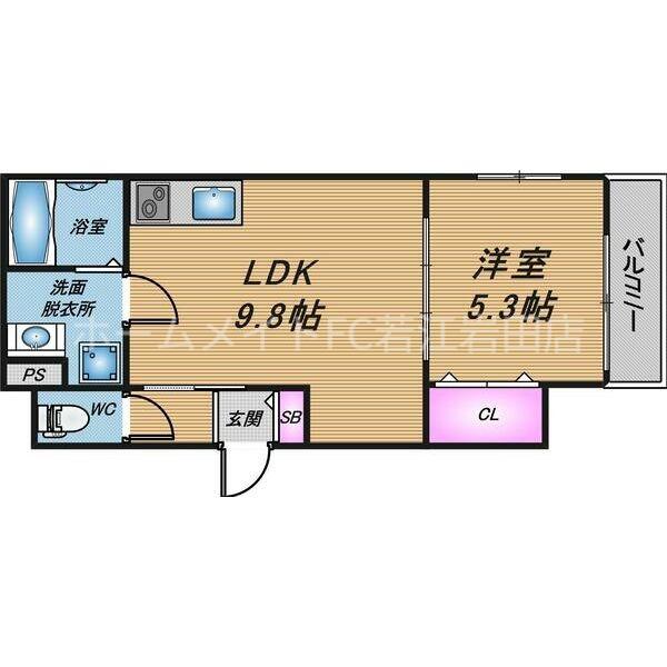 セレニティ若江東町(1LDK/2階)の間取り写真