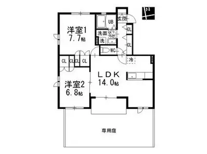 ウィズファニーIV(2LDK/1階)の間取り写真