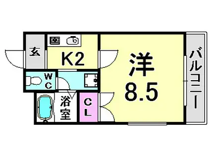 スプリングハイツ国香(1K/2階)の間取り写真