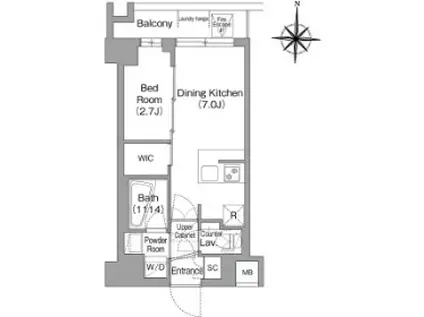 コンフォリア・リヴ品川戸越(1DK/4階)の間取り写真