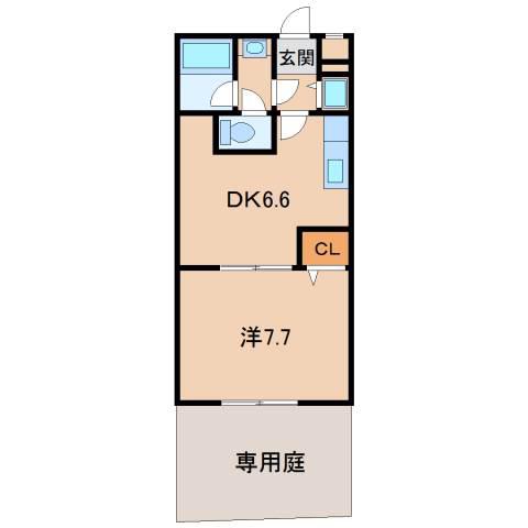 フジパレス三葛(1DK/1階)の間取り写真