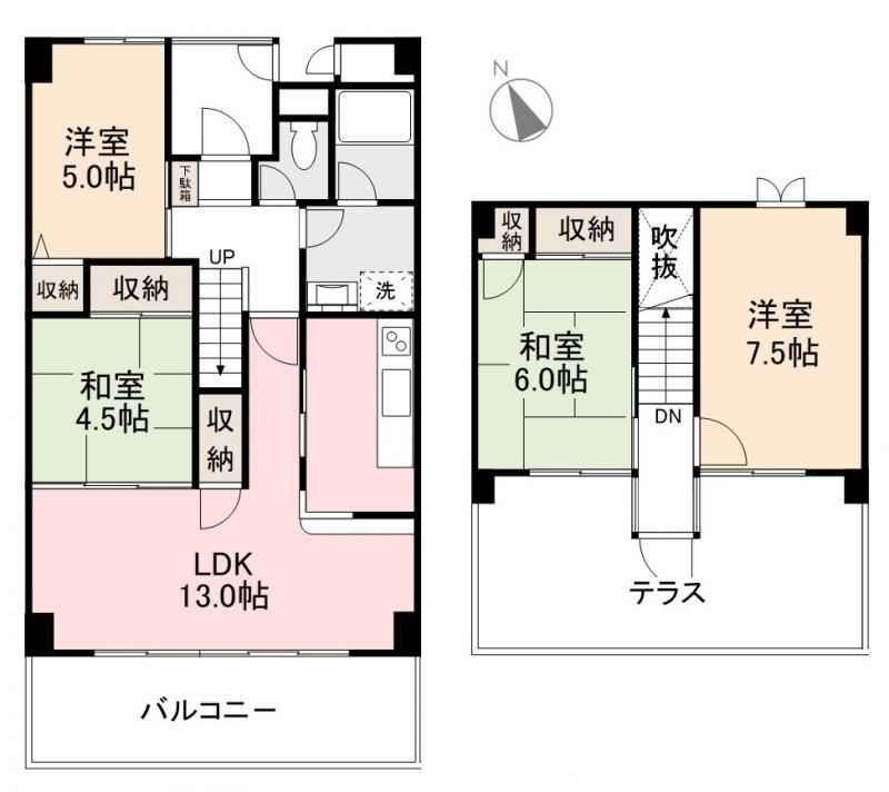 ユートピアヒルズ(4LDK/6階)の間取り写真