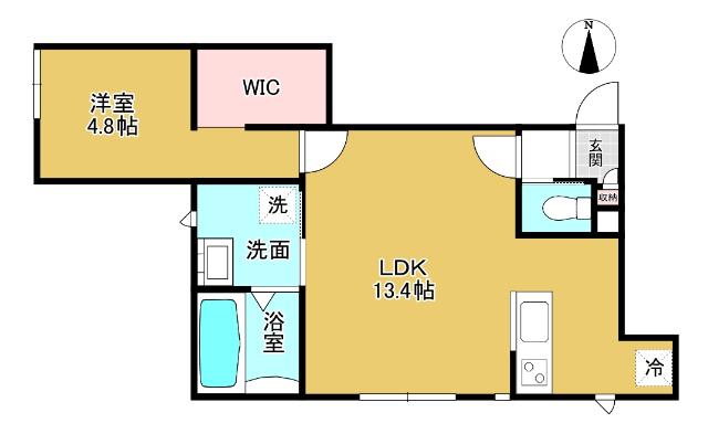 グランスイート森 A棟(1LDK/2階)の間取り写真