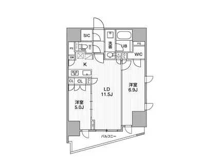 シーズンフラッツ大井町(2LDK/8階)の間取り写真