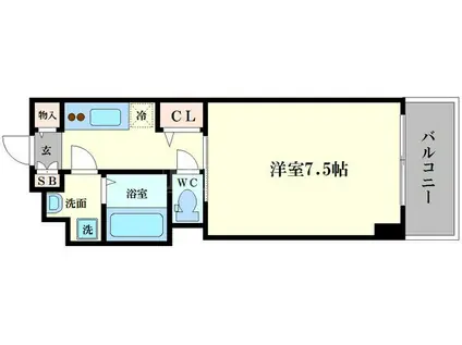 エスレジデンス谷町五丁目(1K/3階)の間取り写真