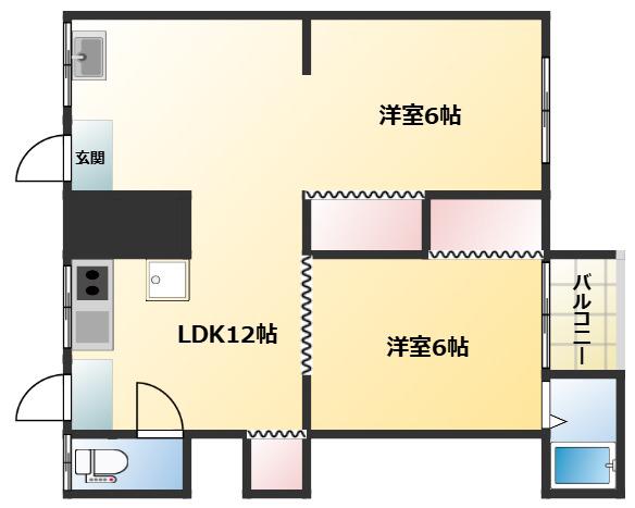 沖美荘(2LDK/2階)の間取り写真