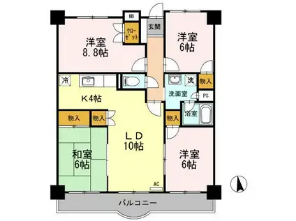エザンス木之庄II(4LDK/1階)の間取り写真