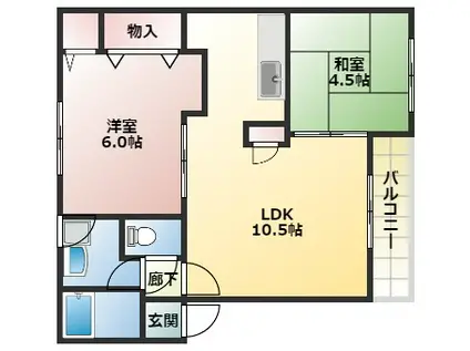 メゾンボヌール(2LDK/1階)の間取り写真
