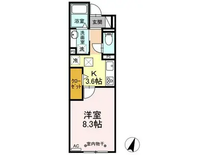 TIGER LILY(1K/1階)の間取り写真