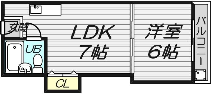 ベストレジデンス江坂A棟(1LDK/1階)の間取り写真