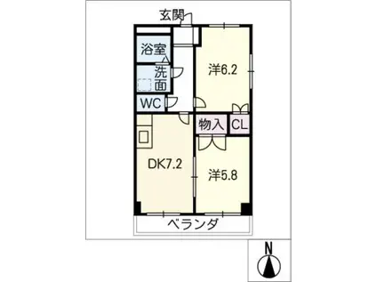 ハイムノイエスト(2DK/1階)の間取り写真