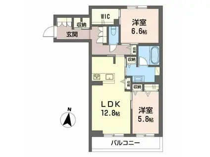 シャーメゾンステージ神明(2LDK/2階)の間取り写真