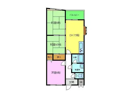 フリーディオ富田林(3DK/2階)の間取り写真