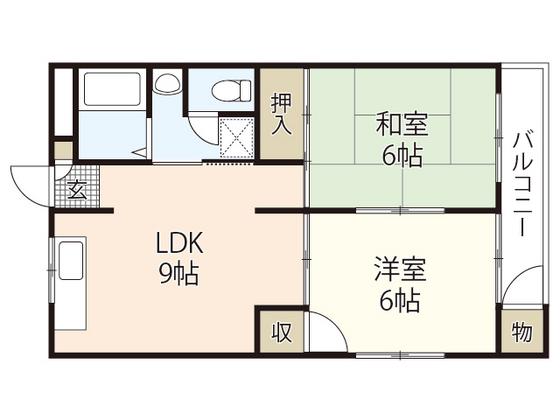 小川マンション(2LDK/2階)の間取り写真