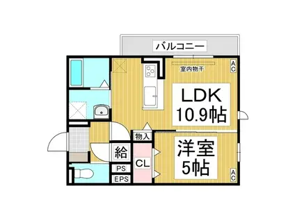 トリシア東和田 W棟(1LDK/3階)の間取り写真