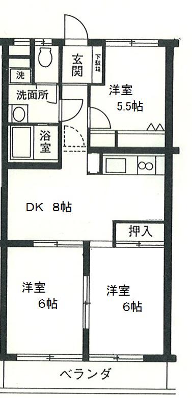 カサバニータ(3DK/1階)の間取り写真