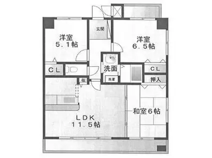 メゾンルミナス(3LDK/2階)の間取り写真