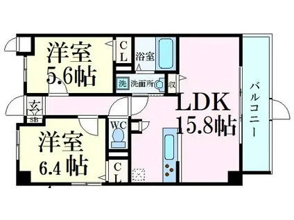 エスペーロ新在家(2LDK/3階)の間取り写真