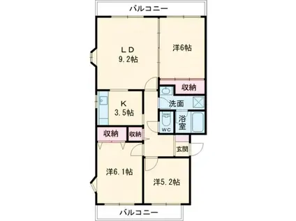 ルミエール緑岡A(3LDK/3階)の間取り写真