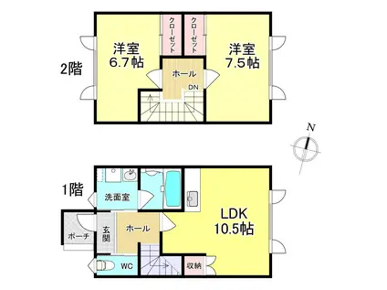 アンベリー(2LDK/1階)の間取り写真
