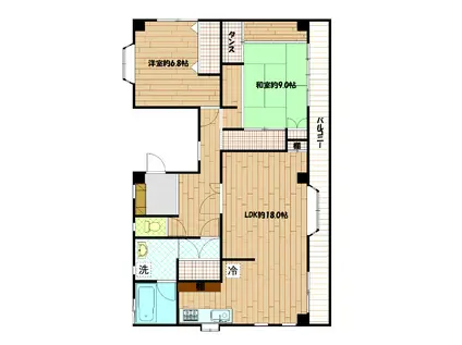 坪川コーポ(2LDK/2階)の間取り写真