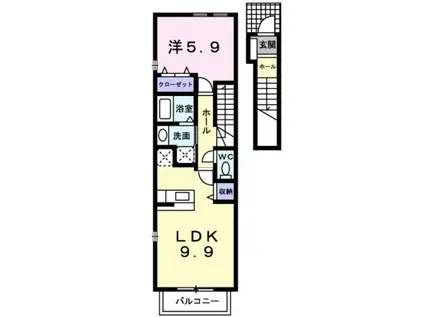 フリーデ(1LDK/2階)の間取り写真