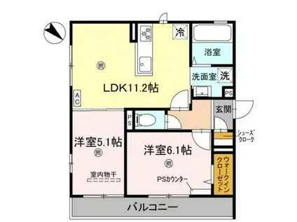 GRAMM桂北滝川C棟(2LDK/1階)の間取り写真