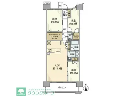 クレストプライムレジデンスパーク五番街(3LDK/4階)の間取り写真