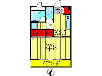 アイマックボー(1K/3階)の間取り写真