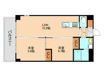 庭園レジデンス西館(2LDK/4階)の間取り写真